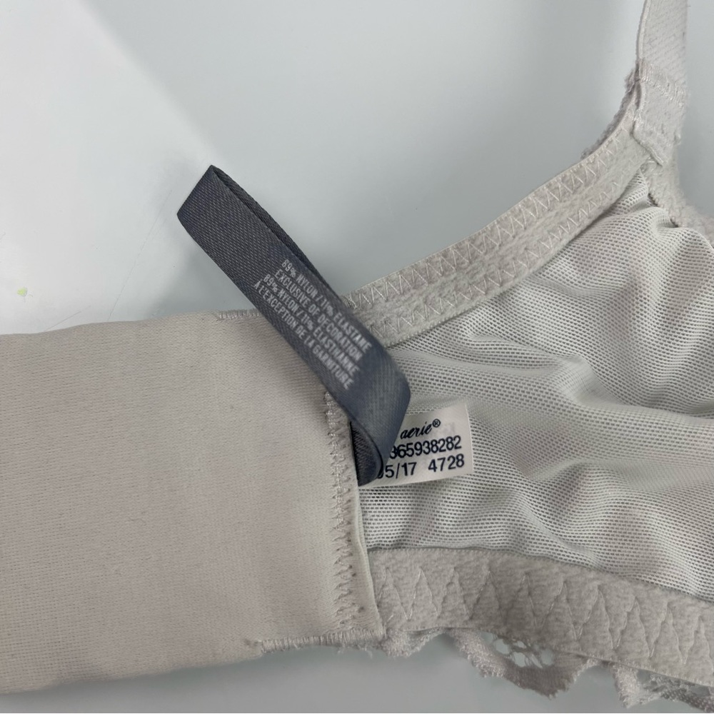 Aerie Bra‎ Racerback 2-1 Convertible Silver Gray Lace Floral Padded Underwire - Picture 8 of 9